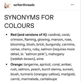 Synonyms (shades) of colours